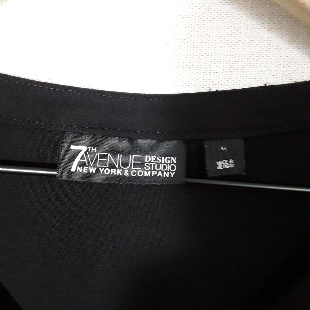 7th Avenue Size X-Small Top Solid Black Keyhole Neckline Cap Sleeves Stretch - Picture 5 of 9